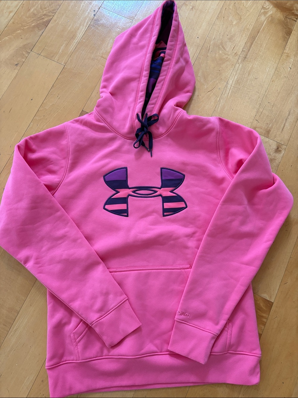 Under Armour Pink Hooded Logo Sweatshirt with Navy Accents